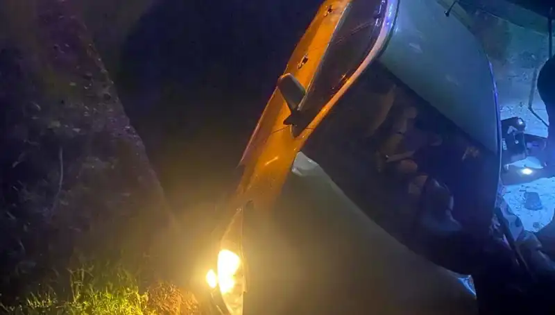 Adana'da Korkutan Kaza: Otomobil Şarampole Devrildi, 2 Yaralı